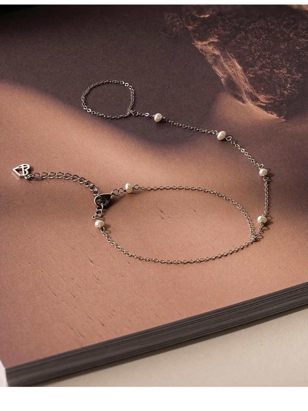 Delicate Silver Pearl Station Anklet